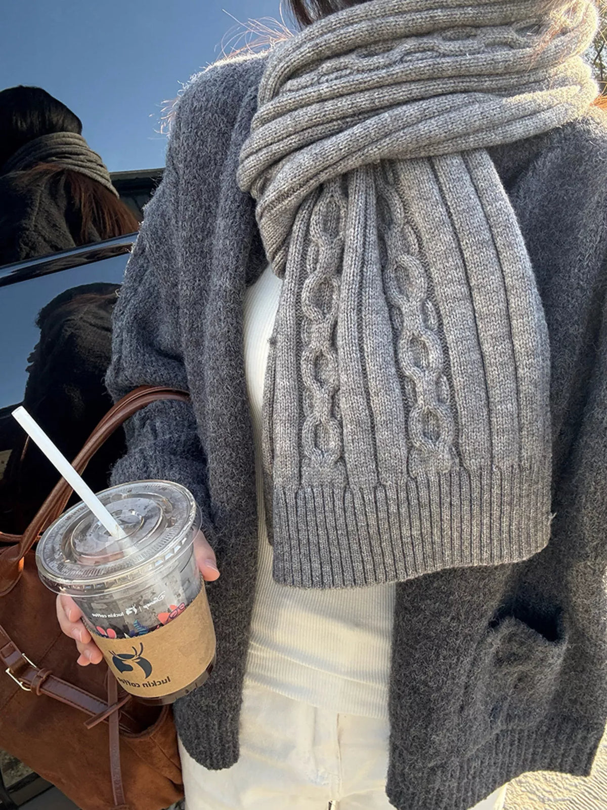 Textured Knit Winter Scarf -
