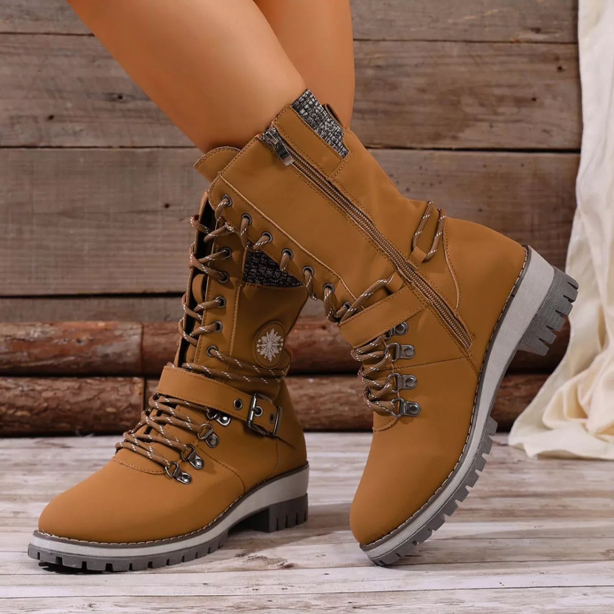 Lace-Up Ankle Combat Boots -