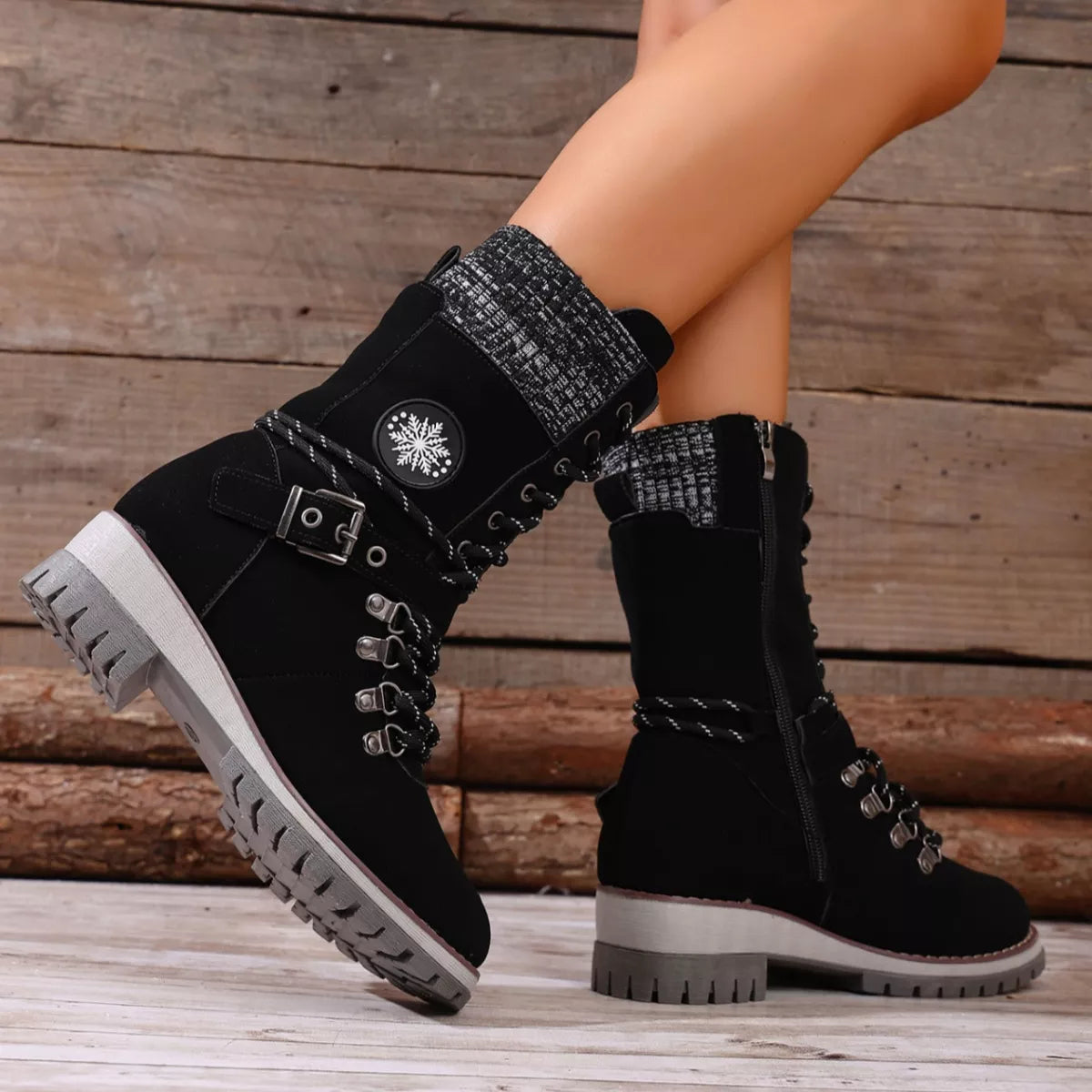 Lace-Up Ankle Combat Boots -