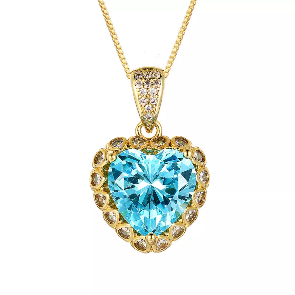 Heart-Shaped Aquamarine Pendant Necklace -
