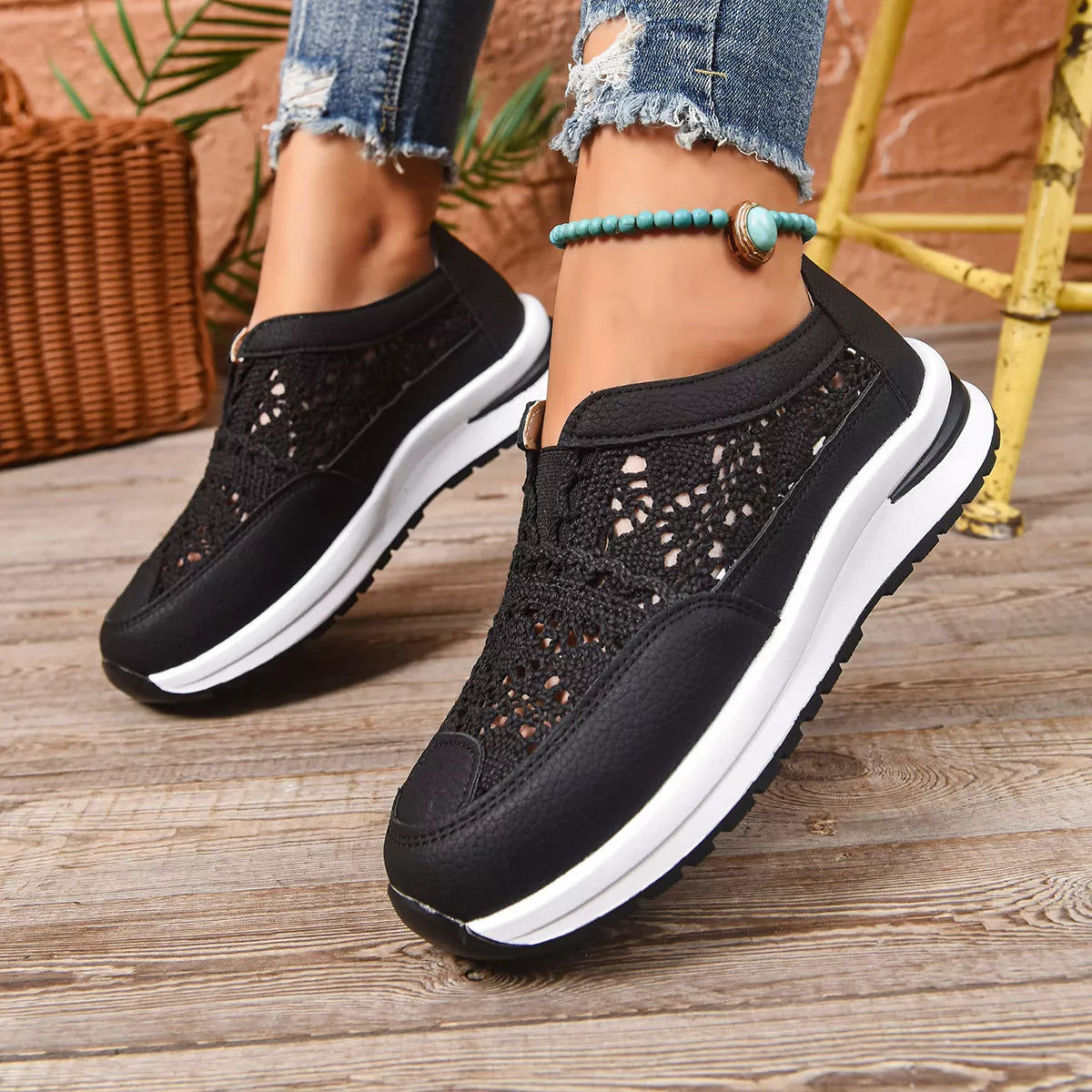 Breathable Round Toe Slip-Ons -