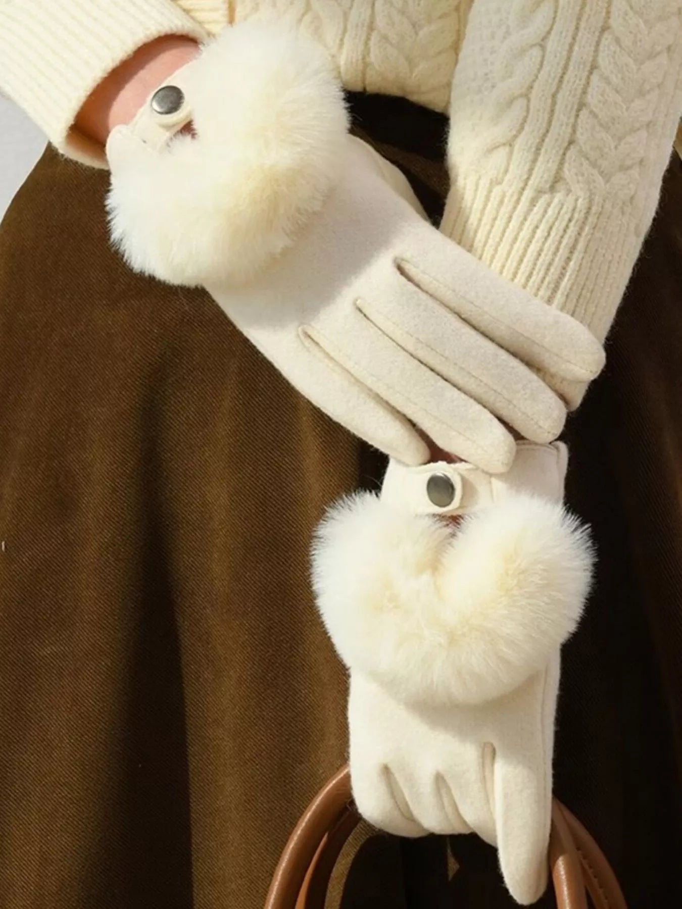 Faux Fur Cuff Gloves -