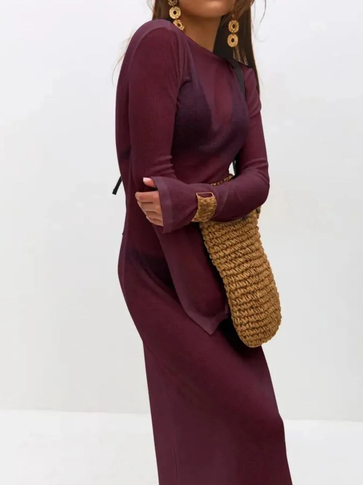 Backless Long Sleeve Maxi Cover-Up -