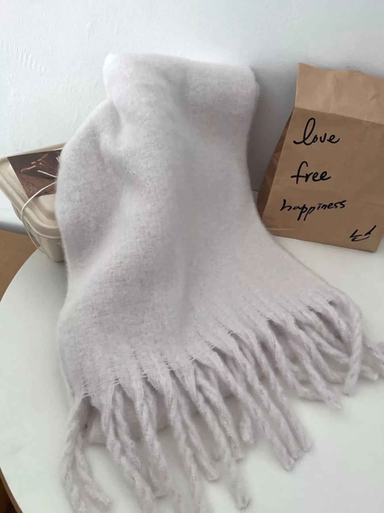 Solid Color Fringe Scarf -