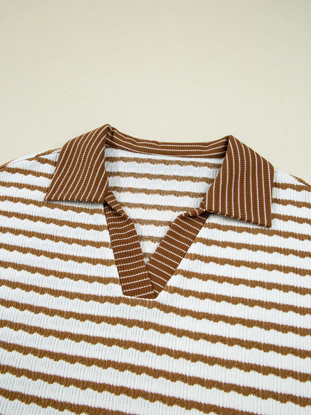 Stripe Collared Top and Drawstring Pant Set -