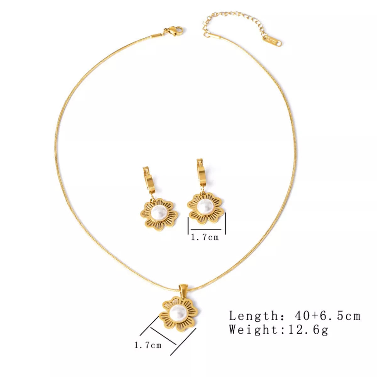 Gold-Plated Flower Jewelry Set -