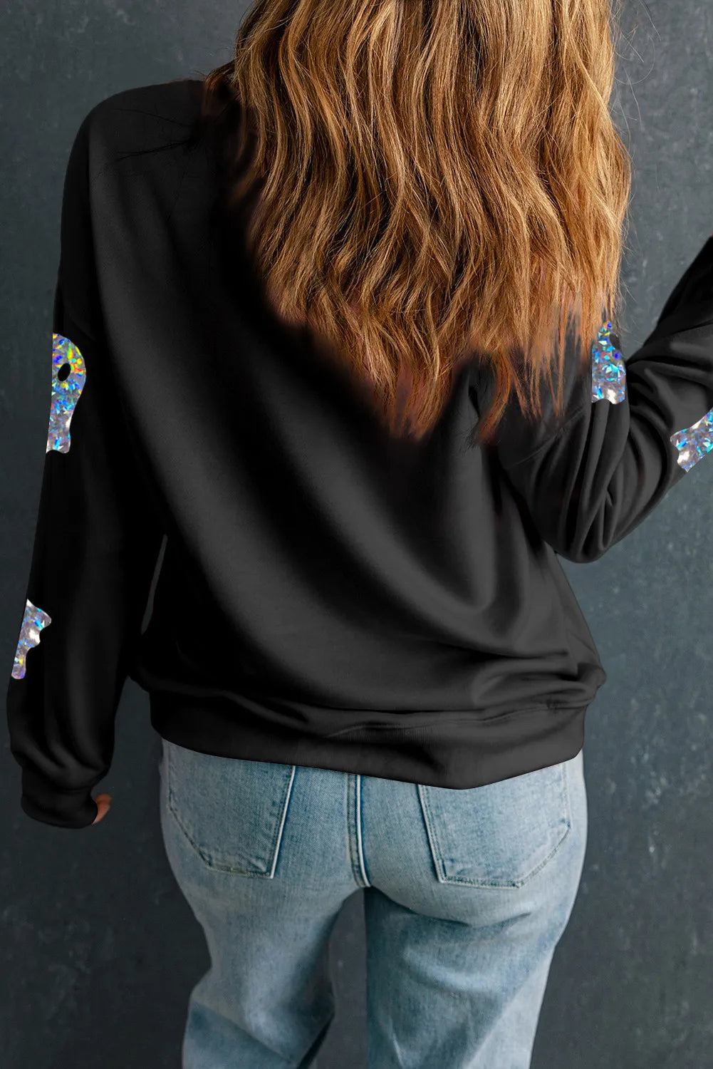 Ghost Round Neck Long Sleeve Sweatshirt -