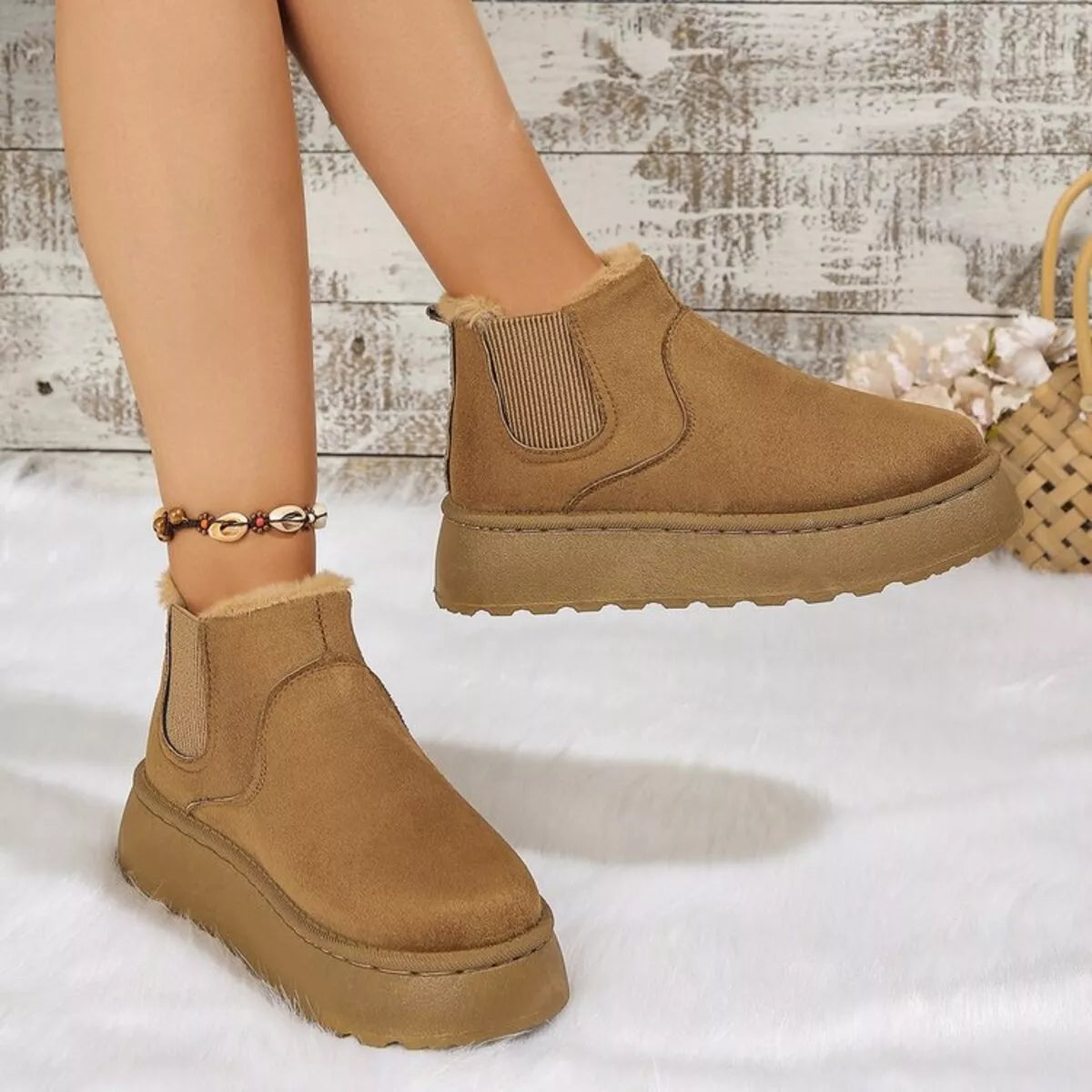 Round Toe Platform Ankle Boots -