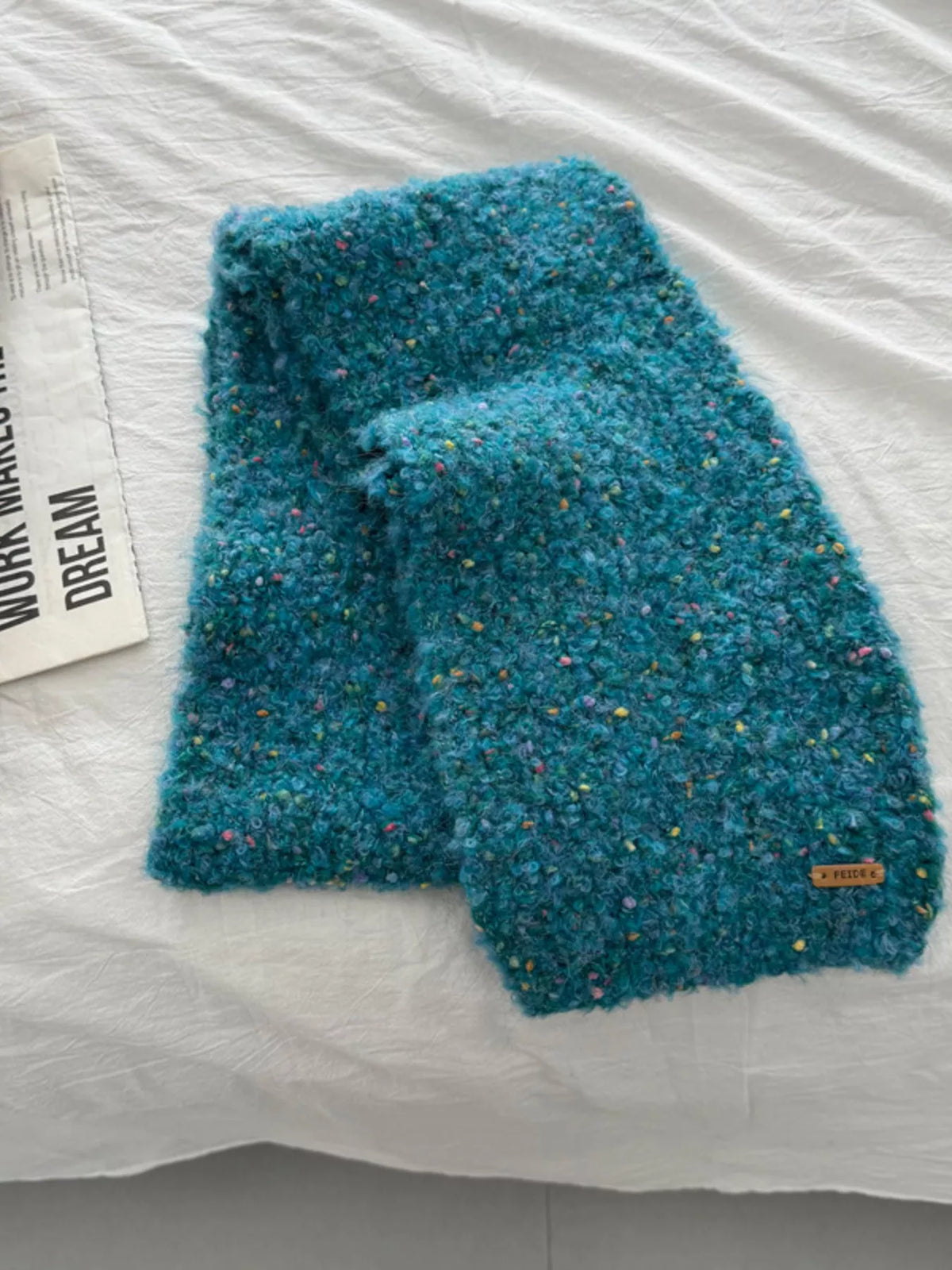Cozy Knitted Multicolor Speckled Scarf - Cerulean One Size