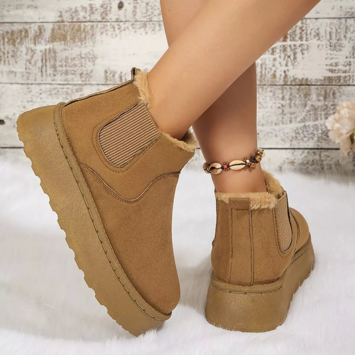 Round Toe Platform Ankle Boots -
