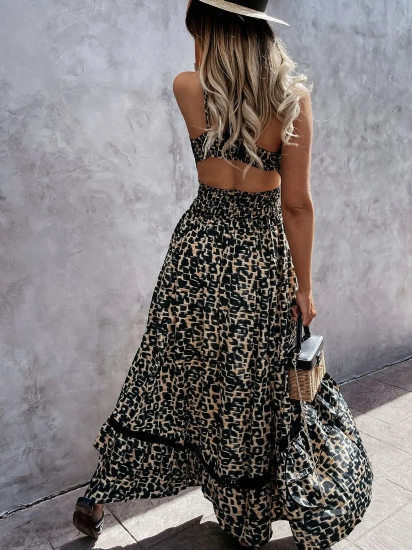 Leopard Print Sleeveless Maxi Dress -