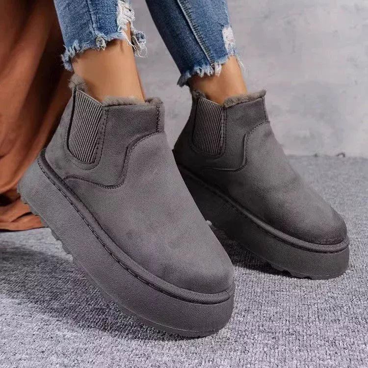 Round Toe Platform Boots - Dark Gray