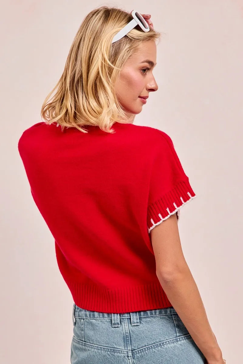 Gameday Sequin Football Embroidered Stitch Sweater -