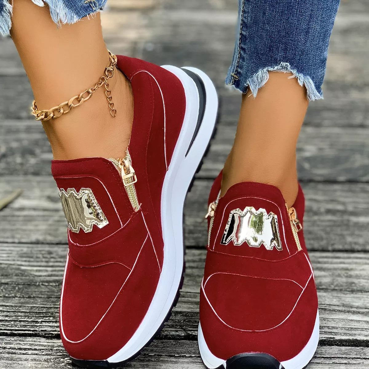 Round Toe Platform Slip-Ons -