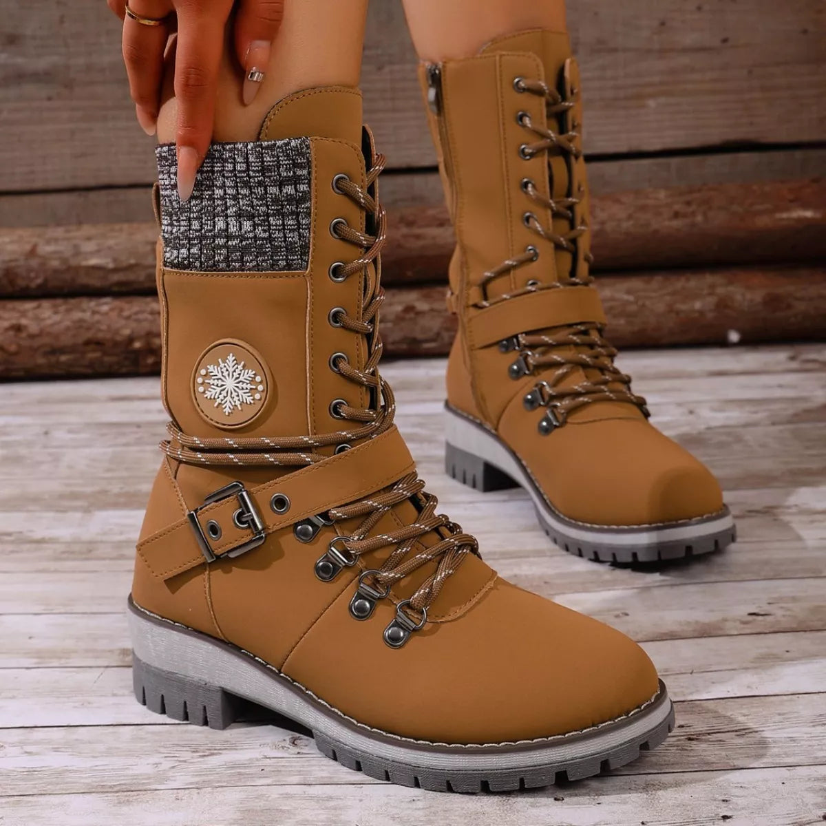 Lace-Up Ankle Combat Boots -