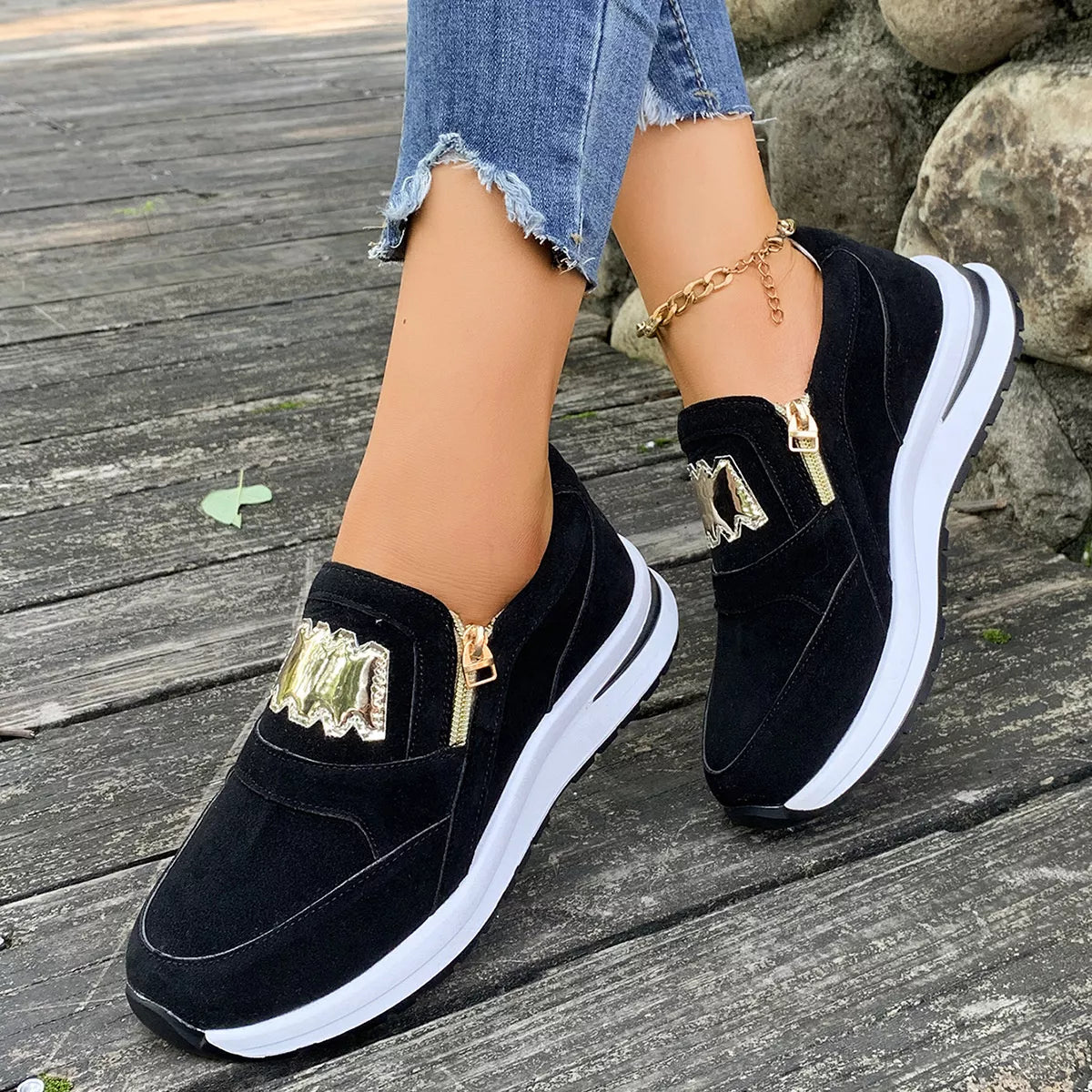 Round Toe Platform Slip-Ons -