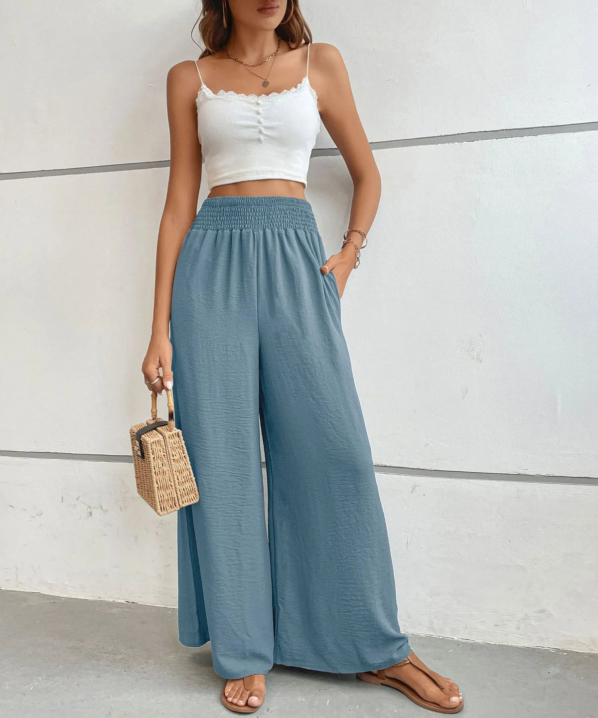 High-Waisted Wide Leg Pants -
