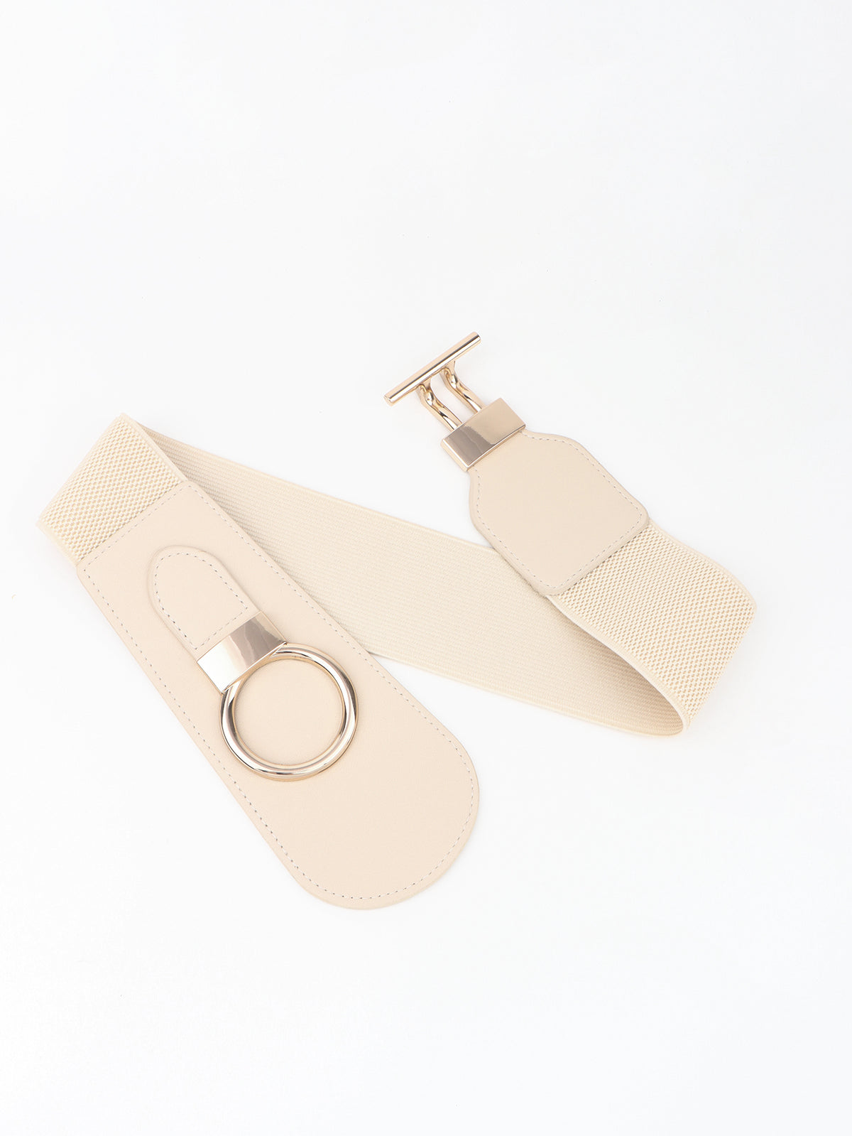PU Elastic Wide Belt with Alloy Buckle -