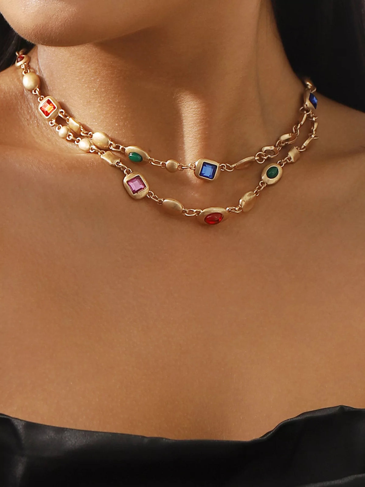 Vintage Multi-Gemstone Necklace - Style A One Size