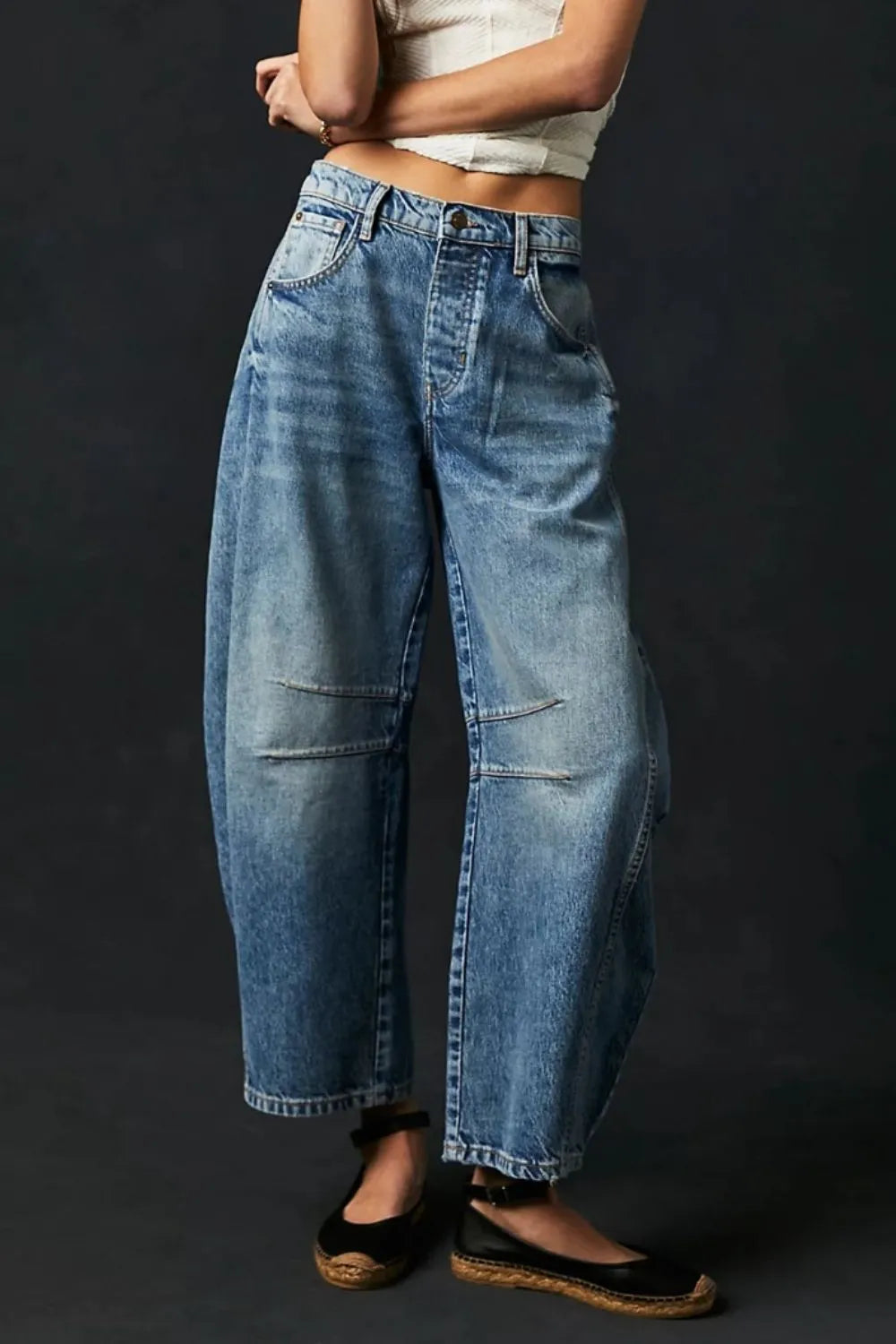 Wide Leg Jeans - Dusty Blue