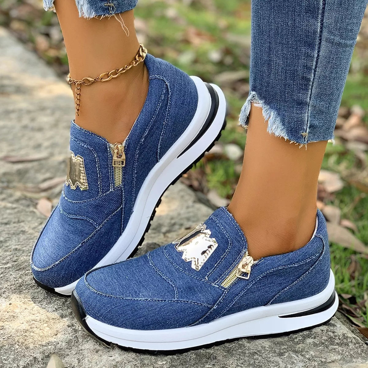 Round Toe Platform Slip-Ons -