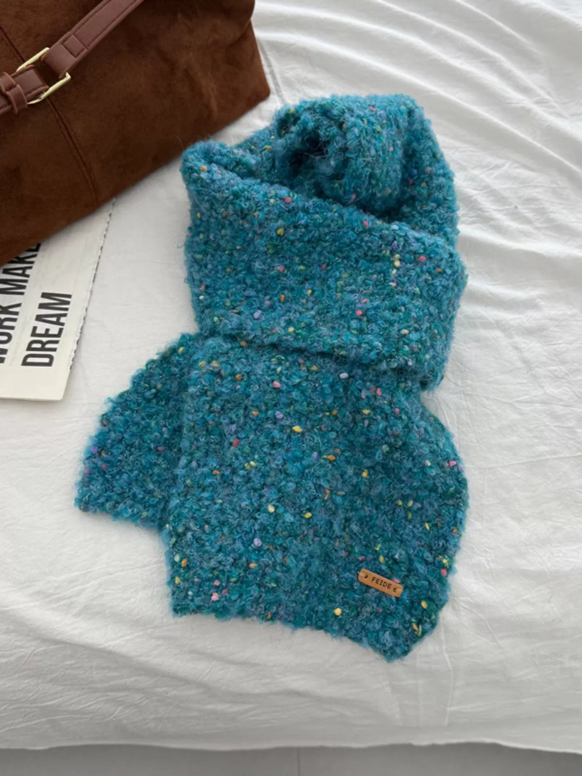 Cozy Knitted Multicolor Speckled Scarf -