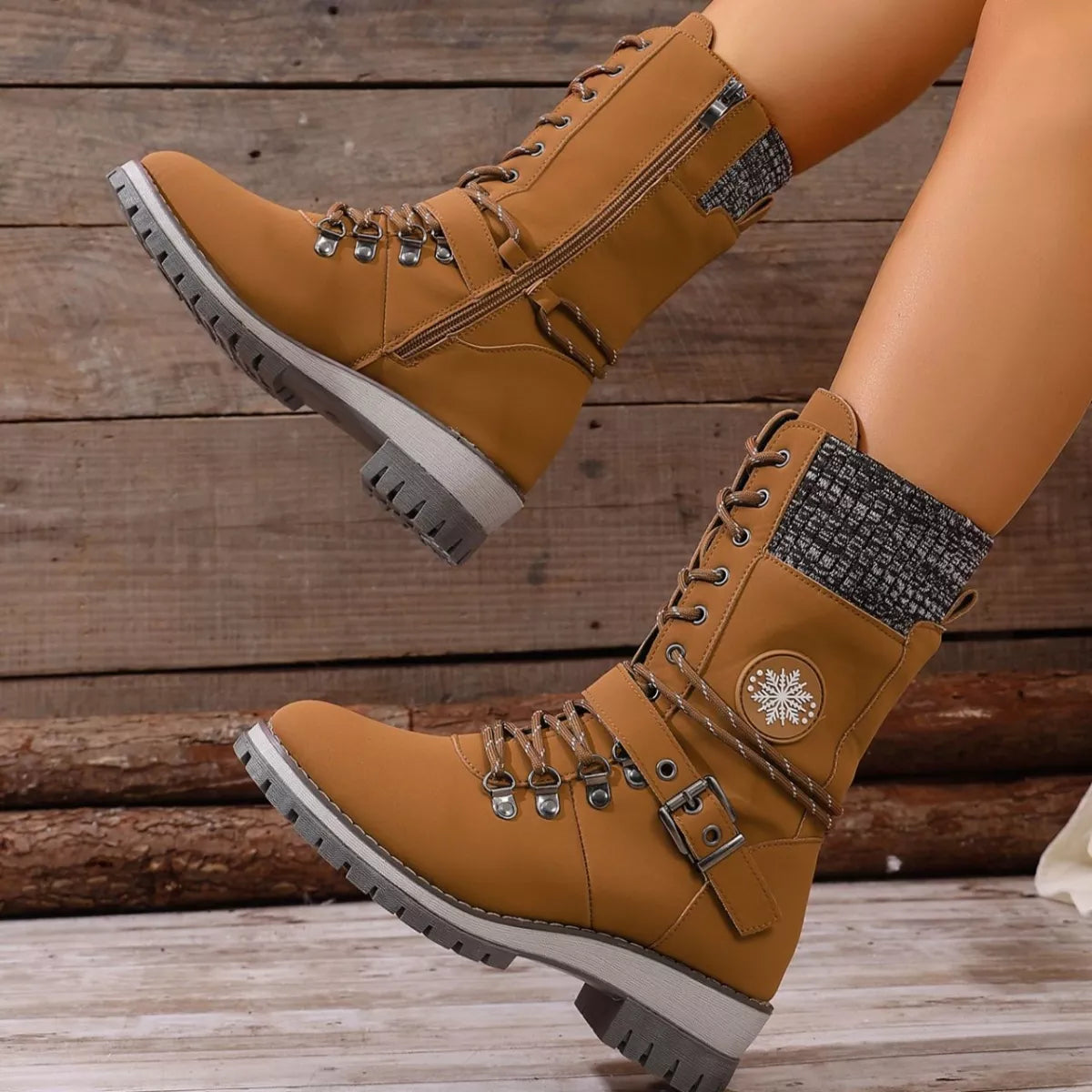 Lace-Up Ankle Combat Boots -