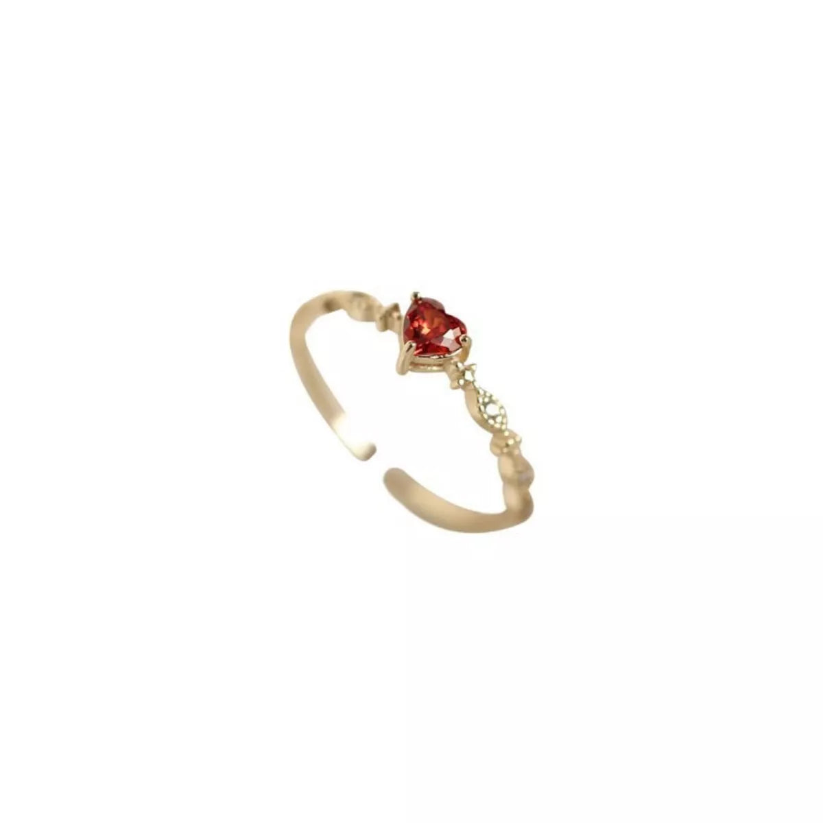 925 Sterling Silver Zircon Heart Open Ring -
