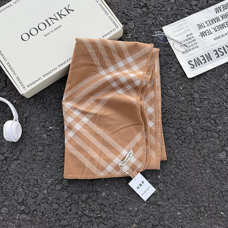 Classic Plaid Scarf - Khaki One Size