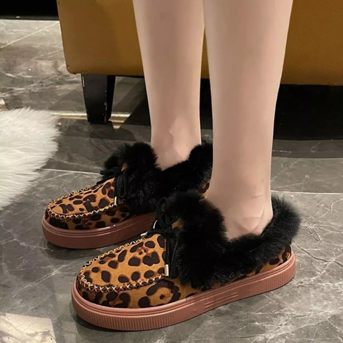 Fuzzy Round Toe Slip-Ons -