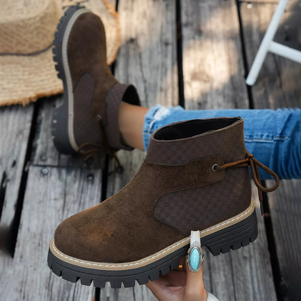 Block Heel Ankle Boots -