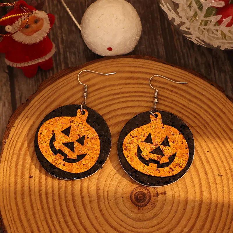 PU Leather Pumpkin Earrings -