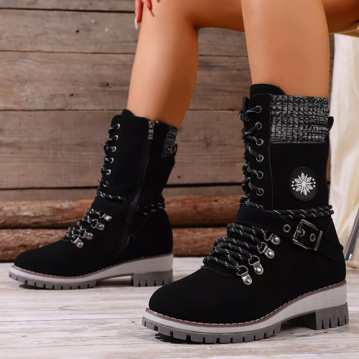 Lace-Up Ankle Combat Boots -