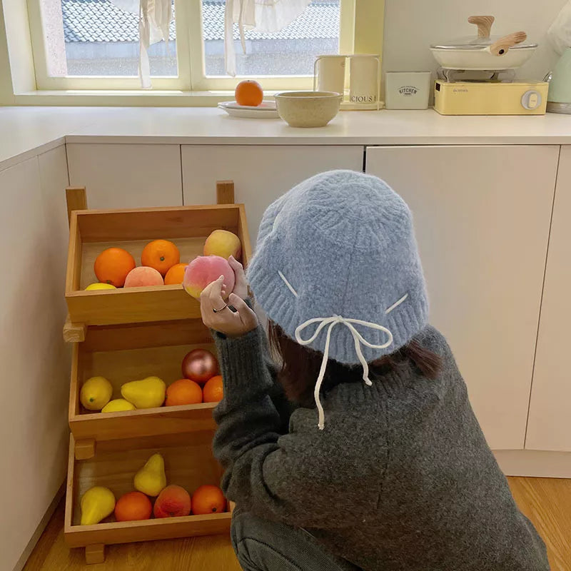 Drawstring Knitted Hat -