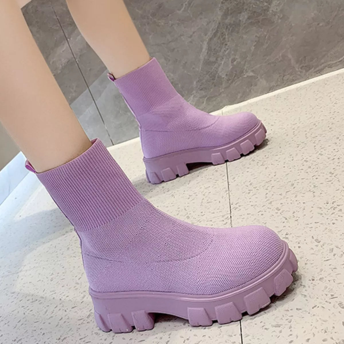 Round Toe Block Heels Boots -