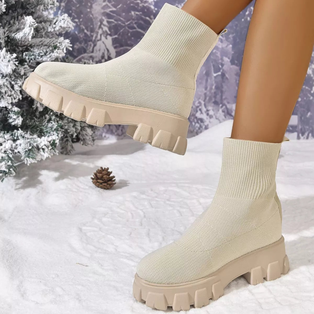 Round Toe Block Heels Boots -