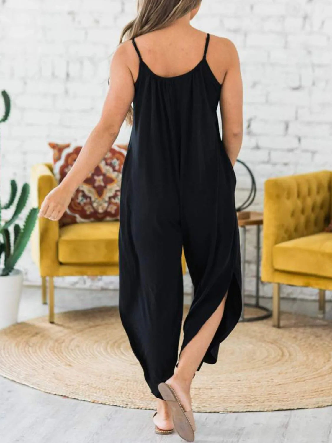Slit Spaghetti Strap Jumpsuit -