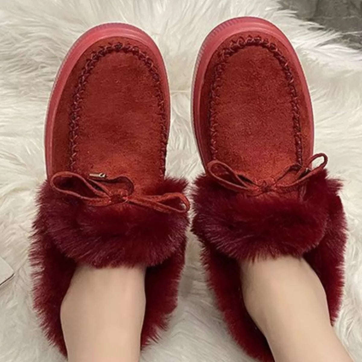 Fuzzy Round Toe Slip-Ons -