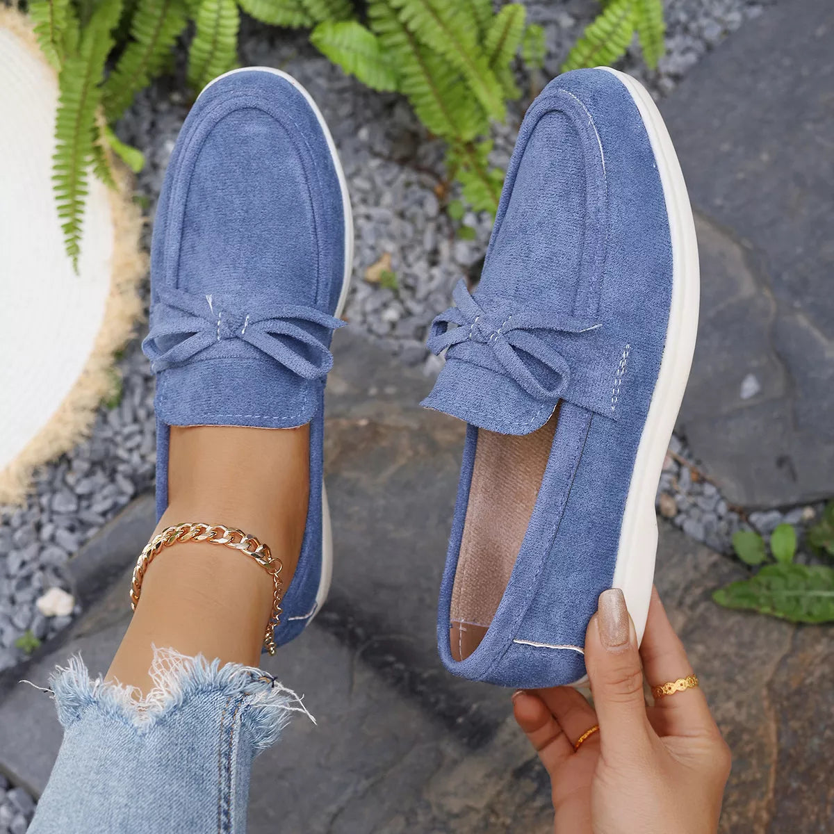 Bow Round Toe Slip-Ons -