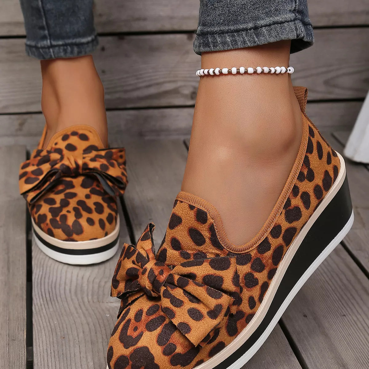 Leopard Print Platform Loafers -