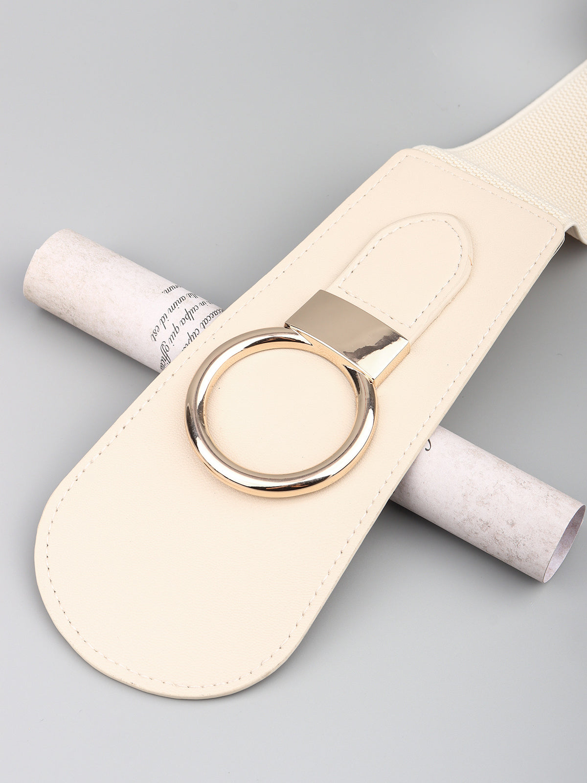PU Elastic Wide Belt with Alloy Buckle -