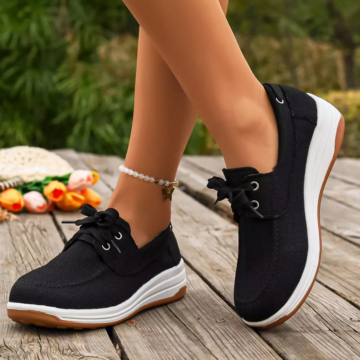 Lace Up Round Toe Sneakers -