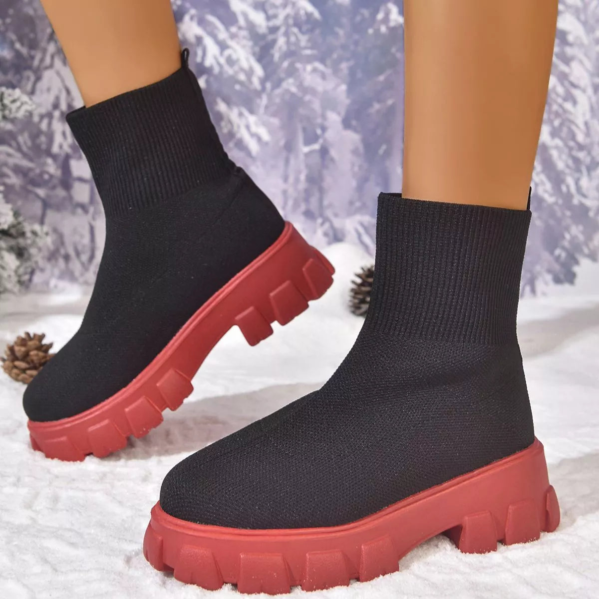 Round Toe Block Heels Boots -