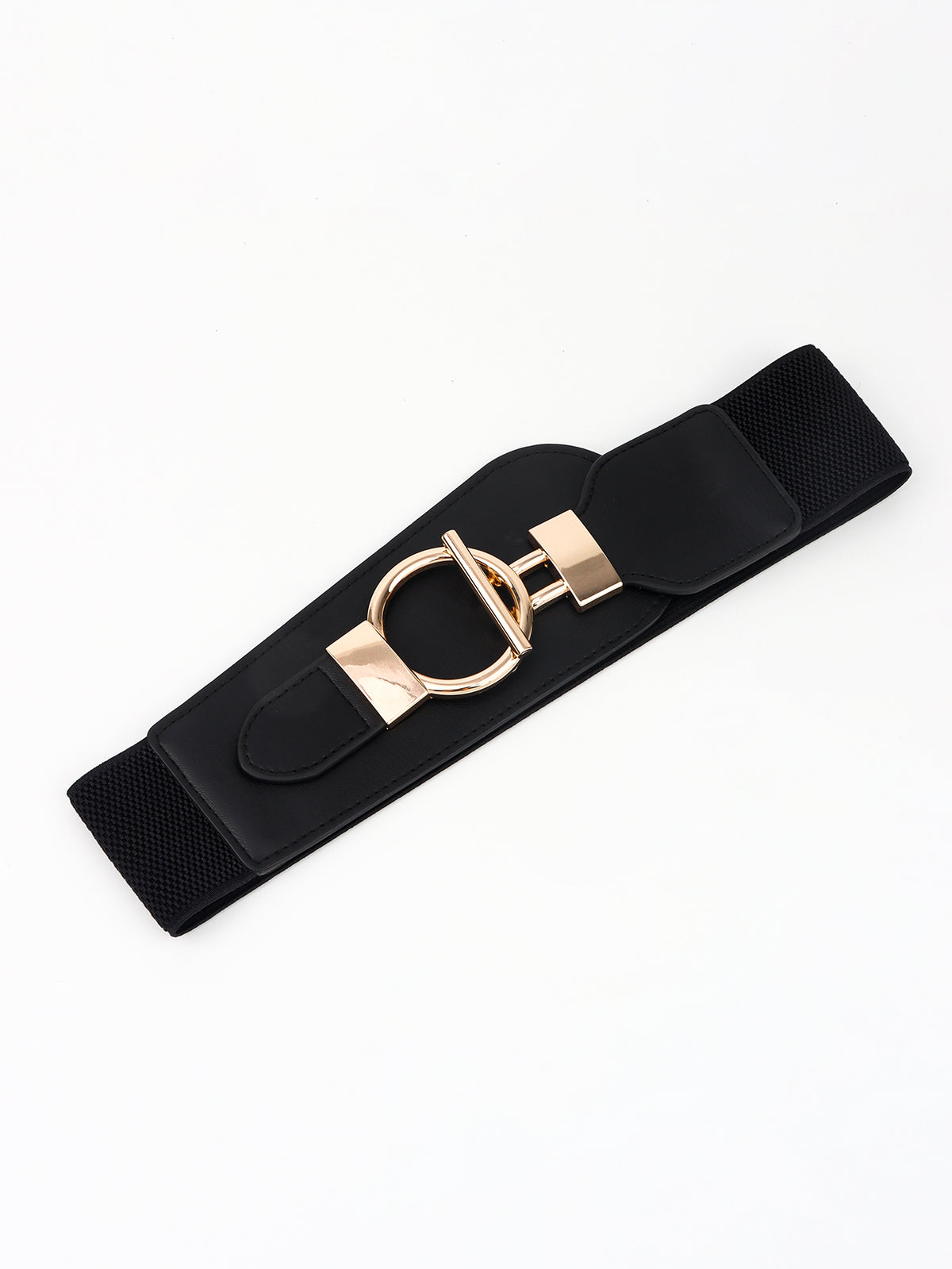 PU Elastic Wide Belt with Alloy Buckle -