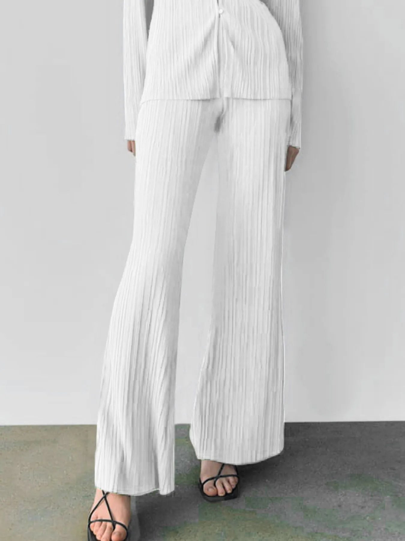 Texture Long Sleeve Top and Pants Lounge Set -