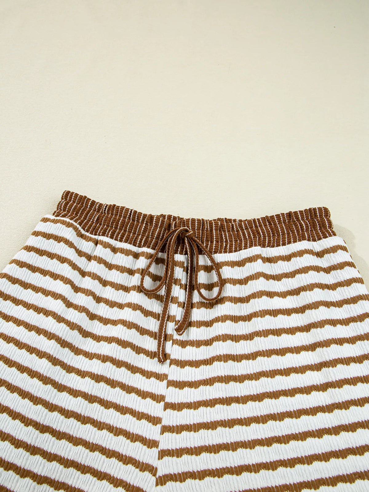 Stripe Collared Top and Drawstring Pant Set -