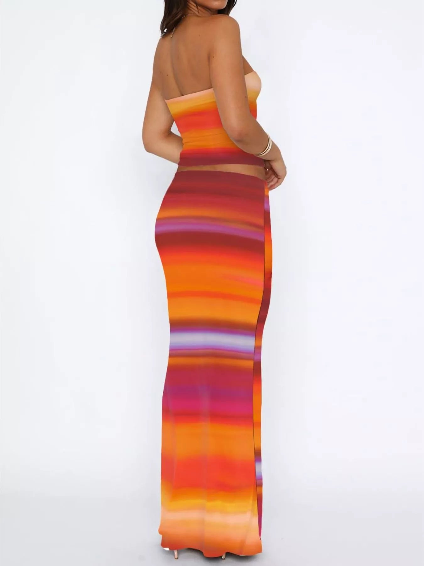 Striped Tube Top and Skirt Set -