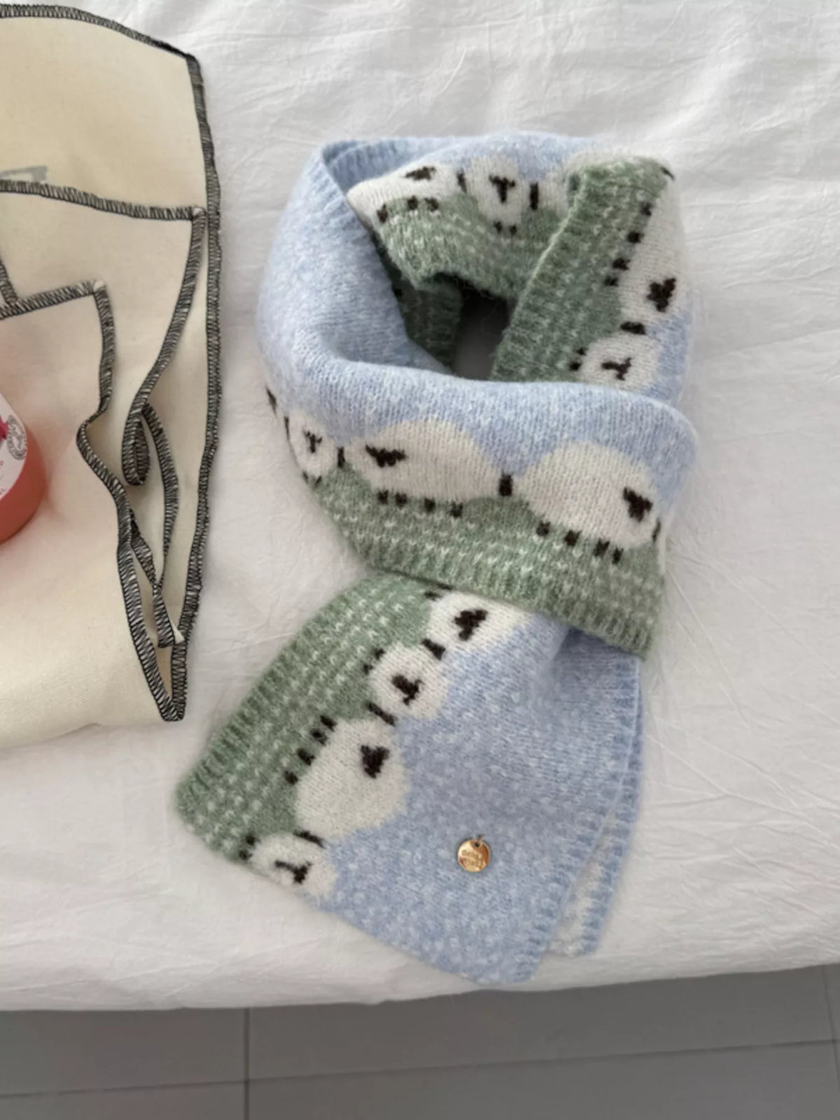 Sheep Pattern Knitted Scarf -