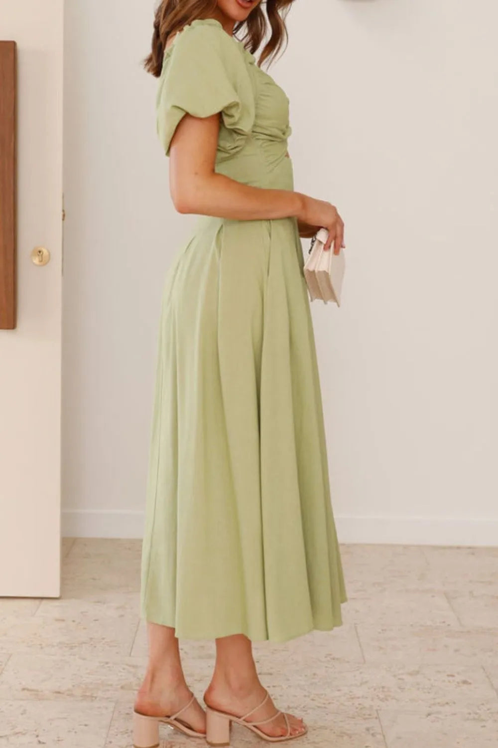 Sweetheart Neck Puff Sleeve Dress -