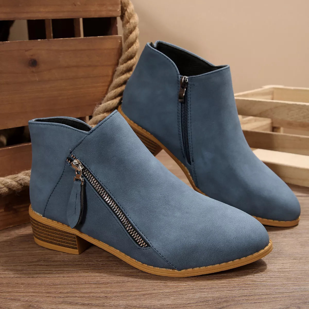 Block Heels Ankle Boots -